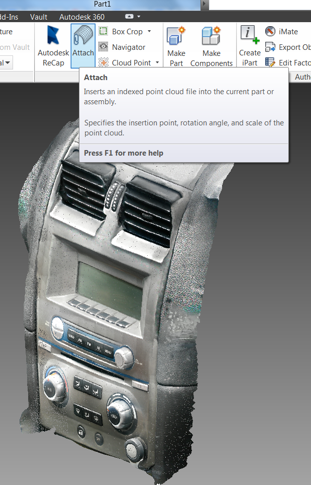 Create 3D Models from Photos with Autodesk Momento Attaching point cloud into Inventor