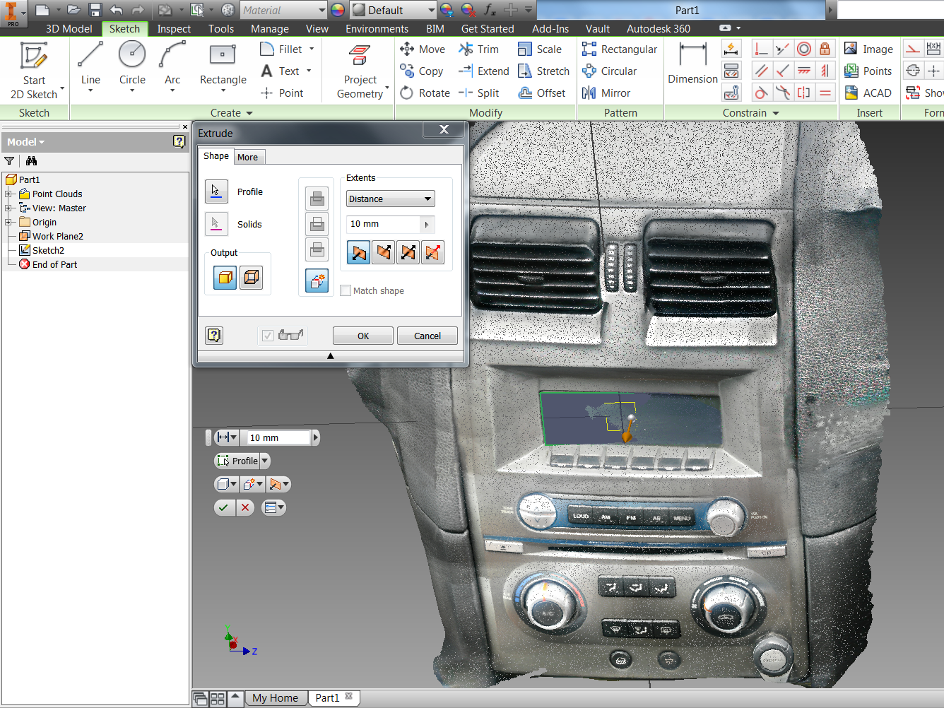 Create 3D Models from Photos with Autodesk Momento Recap Project attached in Inventor Part File for 3D Modelilng